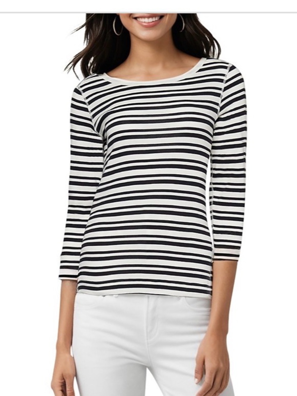 Three Dots Women's Boat-Neck 3/4-Sleeve T-Shirt